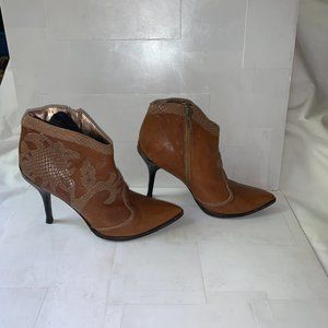 Just Cavalli Python-effect and leather ankle boots